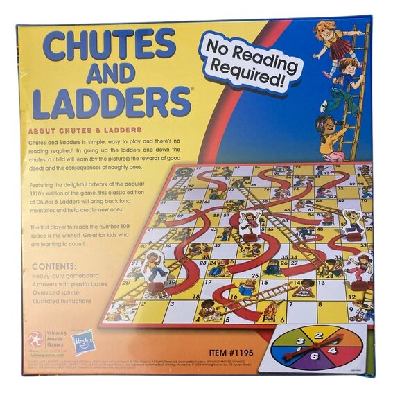 Classic Chutes and Ladders 1970 Edition by Winning Moves Games New and Sealed - Picture 2 of 4